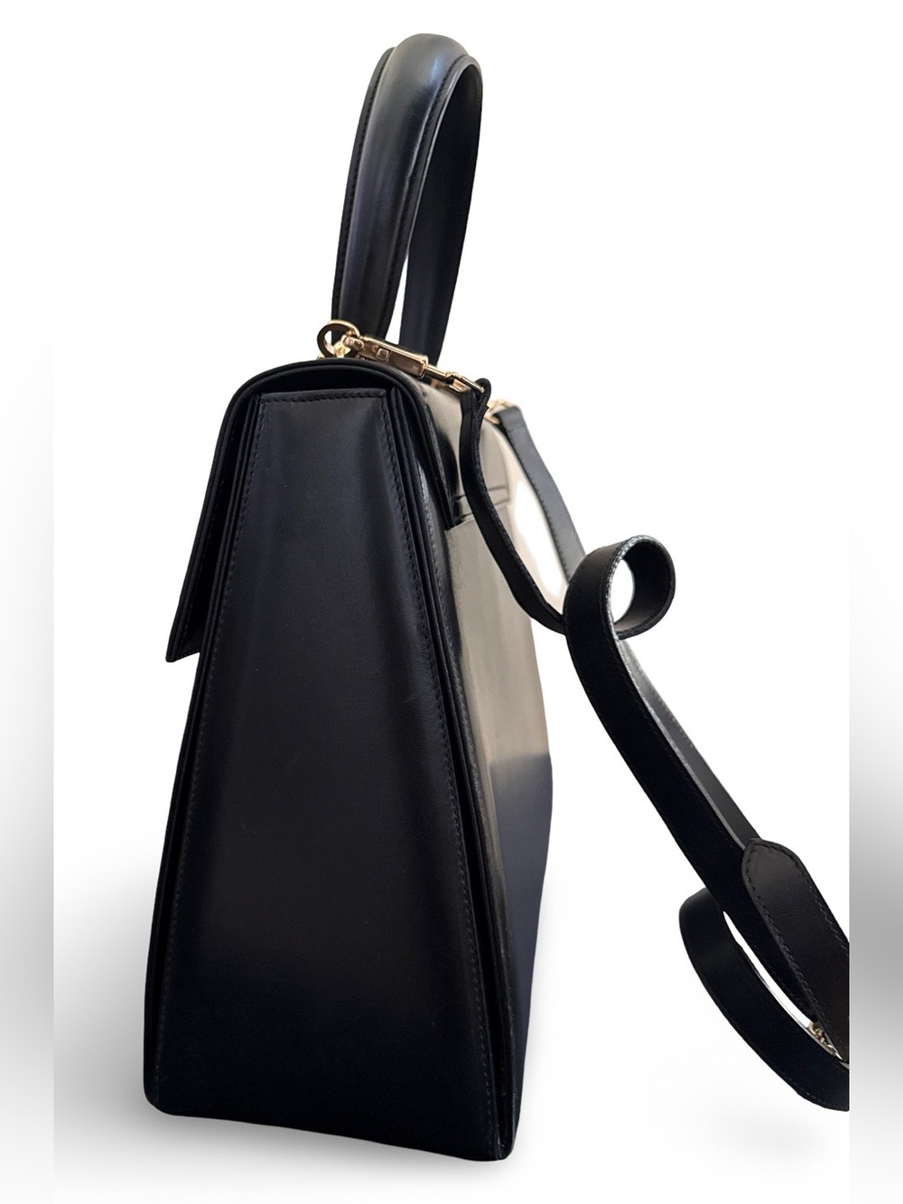Salvatore Ferragamo Vintage Gancini Top Handle Bag Black Leather Gold Hardware - Picture 8 of 14